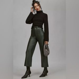 The Colette Cropped Wide-Leg Faux Leather Pants by Maeve (NWT)